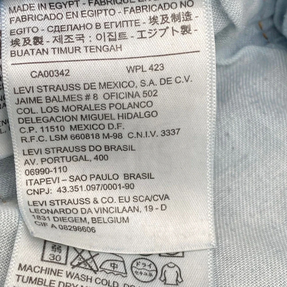 Levi's 511 Slim Fit Jeans Mens 34x32 Light Wash Blue Distressed Denim Casual SEO